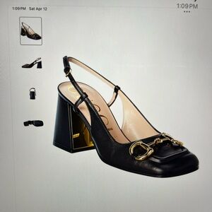 Gucci Horsebit leather Slingback pump-Black